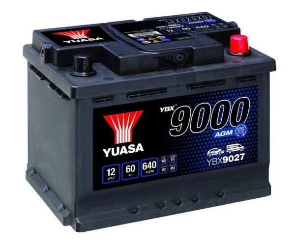 YUASA - 027 9000 Series AGM Start Stop Plus Battery - 4 Year Warranty