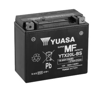 YUASA - Ytx20L-Bs (Wc) 12V Mf Vrla Motorcycle Battery - 1 Year Warranty